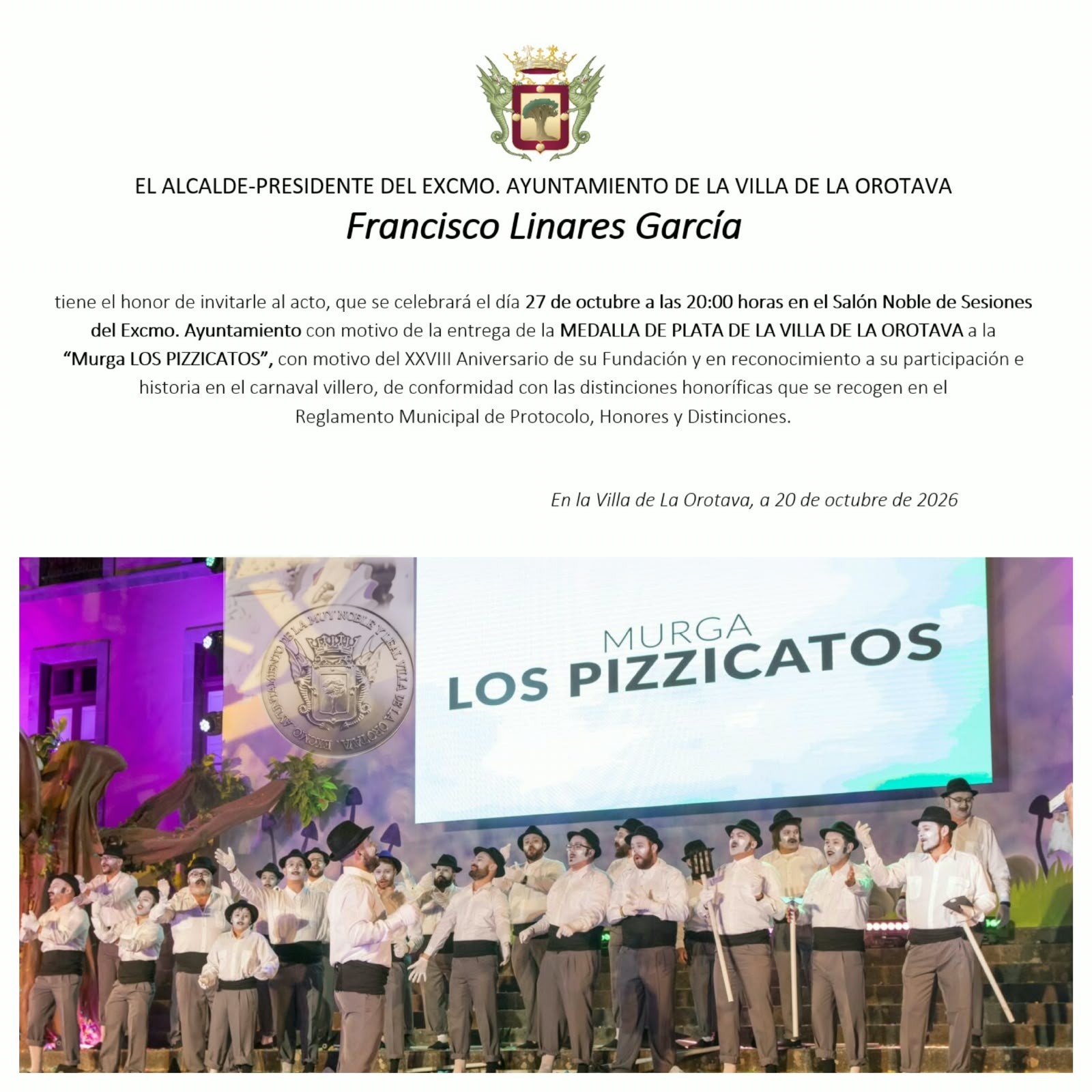 Entrega medalla a los Pizzicatos