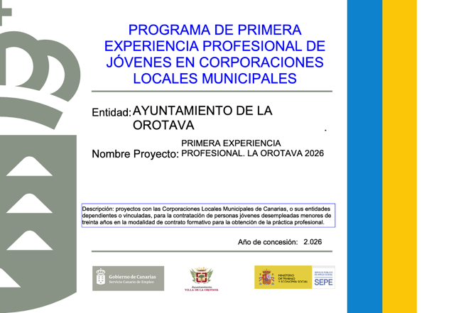 Proyecto Primera Experiencia Profesional. La Orotava 2026.