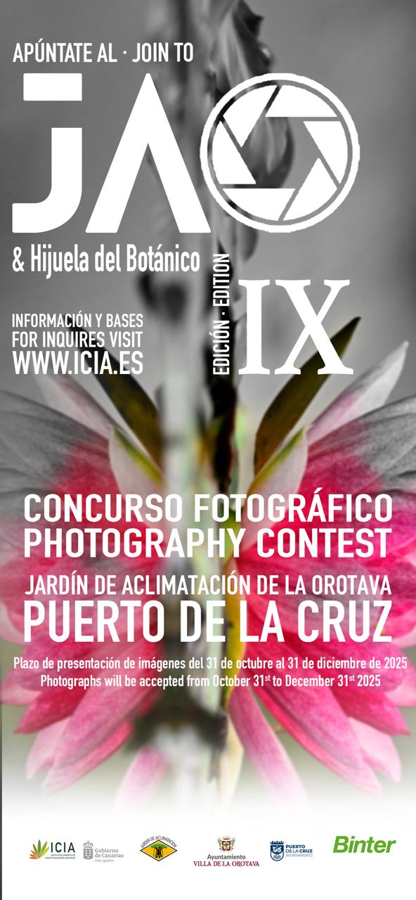 IX EDICIÓN del Concurso fotográfico internacional 'APUNTATE AL JAO &amp; Hijuela del Botánico'.  +Info y bases en: www.icia.es