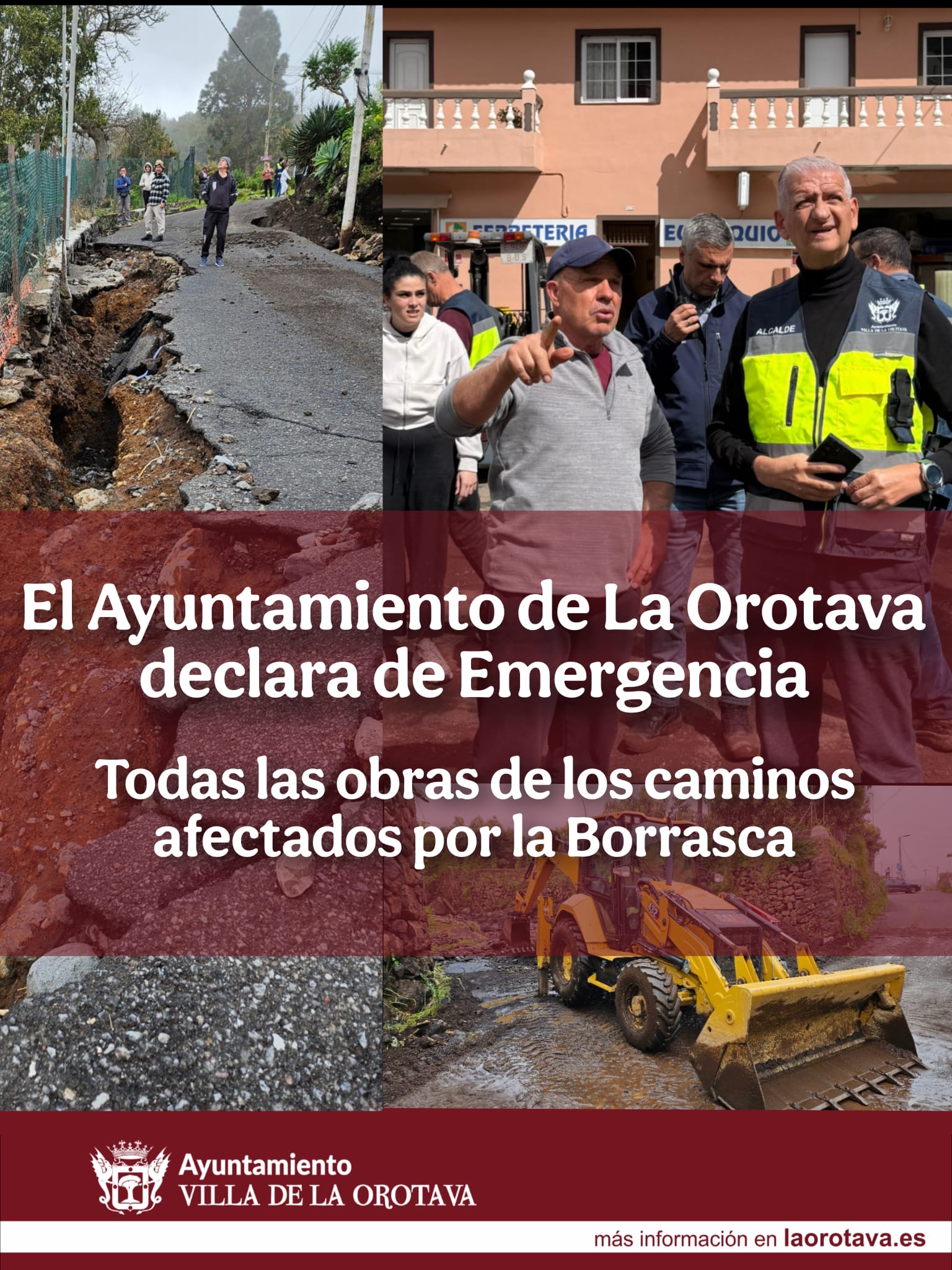 El Ayuntamiento de La Orotava declara como Obras de Emergencia las actuaciones en caminos afectados por la borrasca