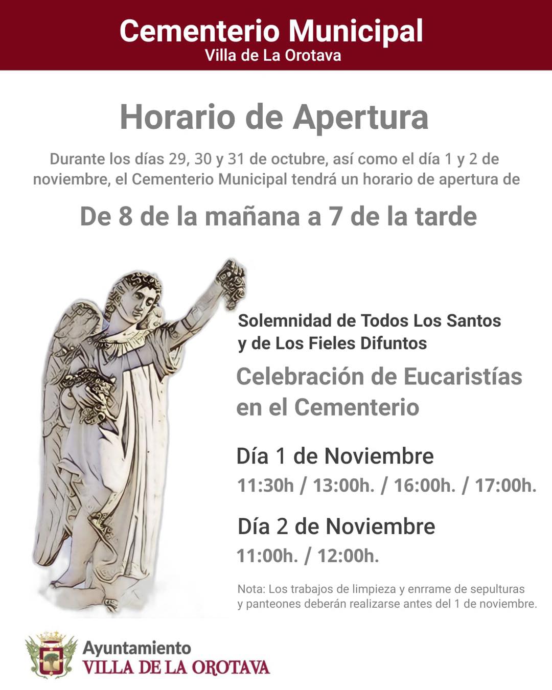 Horario Cementerio Municipal por el dia de Todos los Santos