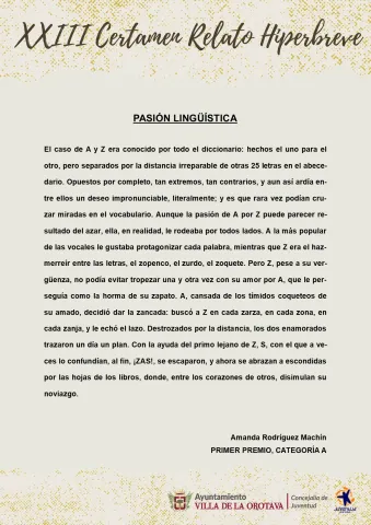 (1) Primer Premio Categoría A - Amanda Rodríguez Machín (Pasión Lingüística)