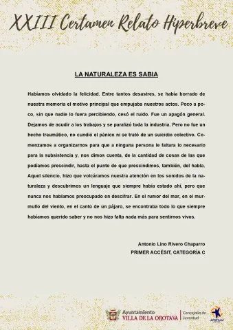 (11) Primer accésit Categoría C - Antonio Lino Rivero Chaparro (La naturaleza es sabia)