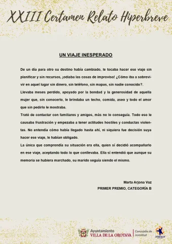(5) Primer Premio Categoría B - Marta Arjona Vaz (Un viaje inesperado)