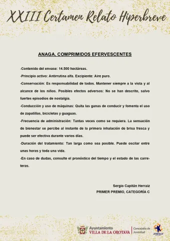 (9) Primer Premio Categoría C - Sergio Capitán Herraiz (Anaga, comprimidos efervescentes)